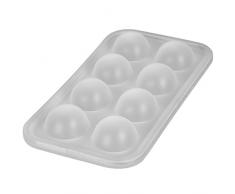 Levivo Stampo per Cubetti di Ghiaccio in Silicone per 8 Cubetti a Forma di Semisfera, Bianco, 27 X 14 X 4 Cm