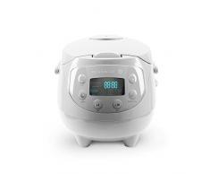 Reishunger Mini Cuociriso Digitale - Vaporiera Multifunzione Grigio Fino a 3 Persone con 8 Programmi, Tecnologia a 7 Fasi, 0.6L - Con Display LED e Funzione di Mantenimento del Caldo