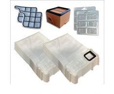 Kit 12 Sacchi/Sacchetti (Microfibra) + 12 Profumini + Filtro HEPA/EPA + 2 Filtri Motore per aspirapolvere Vorwerk Folletto Kobold VK 135, 136, VK135, VK136