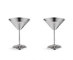 junwei 2X Bicchiere da Cocktail Martini Nel Acciaio Inossidabile Bicchiere da Vino con Base Alta Bicchiere da Vino Infrangibile Bar Nel Metallo Bicchiere da Champagne