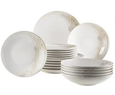 Mäser Set di piatti in gres Ossia, 6 persone, bianco/beige