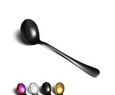 Berglander 6 pezzi Cucchiai da zuppa nero, posate a cucchiaio rotonde in acciaio inossidabile, cucchiaio da zuppa classico nero lucido, set di cucchiai da tavola lavabili in lavastoviglie.