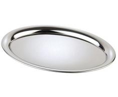 APS Vassoio di Servizio Kaffeehaus, Classico Vassoio da caffè Viennese, Vassoio in Acciaio Inossidabile, Altamente lucidato, Ovale, Bordo Arrotolato, 19 x 15 cm, Altezza 1 cm