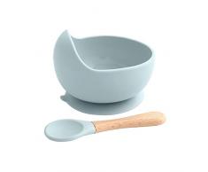 i-Paint Set pappa in Silicone Alimentare, senza BPA, PVC e Ftalati | Set Ciotola e Cucchiaio per Bambini | Kit prima pappa con Base Antiscivolo, adatto per neonati e bambini piccoli - Blu