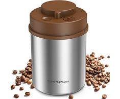 SIMPLETASTE Contenitore per Caffè, Barattolo a Pressione, Chiusura Sottovuoto, Contenitore da Cucina in Acciaio Inox con Indicatore della Data per Chicchi di Caffè, Polvere di Caffè, Tè, 47cl