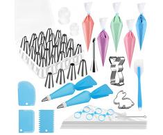 HOTERB 69 Pezzi Beccucci sac a Poche,Decorazione Torta con 29 Beccucci per Pasticceria,2 sac a Poche Riutilizzabili,Tarocco & Spatola in Silicone Dolci,Formine per Biscotti,Cupcakes,Zeppole o Bignè