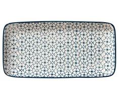 Bloomingville Piatto da Portata Kristina - Rettangolare colorato L 31 x H 3 x W 15,5 cm, Blu, Ceramica Gres
