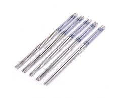 5 paia di bacchette cinesi in metallo alimentare sushi bacchette riutilizzabili set di stoviglie bacchette in metallo utensili da cucina