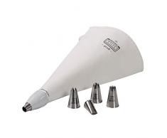 Kaiser Set pasticerria con sac à Poche e 5 beccucci, 7 Pezzi, Acciaio Inox, Bianco, 40 cm, 4 Litri
