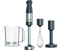 Kenwood Triblade XL HBM60.007GY Frullatore ad Immersione, Mixer, Asta in Acciaio Removibile, Dotato di Frusta a Filo, Schiacciaverdure e Bicchiere Graduato con Manico da 0,75L, Potenza 1000watt,Grigio