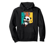 Kawaii Carino I love Sushi Panda mangiare bacchette Nigirizushi Felpa con Cappuccio