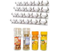 NativoDex Portaspezie - Organizzatore per spezie da cucina, supporto da parete per 20 barche, organizer per spezie, mensola, cucina