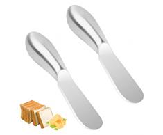 Pinsheng 2 Pezzi Coltello da Burro Coltelli da Formaggio, Coltello da Burro Multifunzione in Acciaio Inossidabile con impugnatura ergonomica cava per Spalmare Burro Crema Formaggio, 13.5×2.3 cm