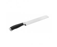 Pinti Inox Professionale Coltello Pane, Acciaio Inossidabile, Nero, Lunghezza lama 20 cm