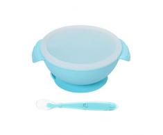 DEBAIJIA Ciotola per Bambini di Silicone con Ventosa Antiscivolo e Cucchiaio Coordinato Facilmente pulire Tazza di Aspirazione della Ciotola Piatti Set approvati dalla FDA privo di BPA