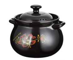 UPKOCH - Pentola in ceramica per zuppa, stile retrò, motivo floreale, per cucina, ristorante, colore nero, 2,8 l