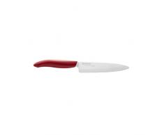 Coltello Kyocera in ceramica, coltello universale, lama 13 cm, lama in ceramica zirconia, molato a mano, estremamente affilato, lavabile in lavastoviglie, manico rosso, FK-130 WH-RD EU