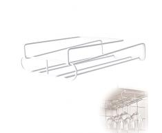 Portabicchieri Vino, Portabicchieri Vino Sotto Larmadio, Portabicchieri Appendere, Portabicchieri Sospeso, Porta Bicchiere Vino Calici, per Cucina, Bar, Ristorante (Bianco)