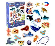 MAGDUM Animali Marini Magneti Bambini - 21 GRANDI Calamite Frigorifero - Calamite Bambini - Giochi Bambini 3 anni - Animali Giocattolo per Bambini - Calamite Animali per Bambini - Giochi Magnetici