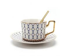 Set da caffè Regalo Set di Tazze E Piattini in Ceramica Stile retrò Britannico Semplice Set di Tazze da caffè in Tazza retrò Set di Tazzine Squisita 200 Ml in Stile 8