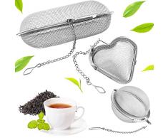 RUIJIE 3 Pezzi Infusore per Tisane, Filtro da Tè in Acciaio Inossidabile, Filtro per Tisane, Colini da Tè, Colino per Tisane con Catena, Filtro The Infusione per Foglie di Tè Sfuso, Spezie, Condimenti