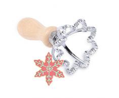 Timbri per Ravioli Taglia Ravioli Fiocco di neve, XCOZU Timbro per Taglierini Ravioli in Acciaio Inox Formine per Ravioli, Stampi Ravioli Tortellini Biscotti Stampo Ravioli con Manico in Legno