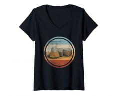 Donna Formaggiera Vintage Retrò Design Cheesemaker Maglietta con Collo a V