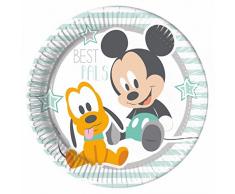 Procos 85587 - Piatti Carta Baby Mickey & Donald, 8 Pezzi, Azzurro/Bianco