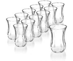 Paşabahçe - Set da 12 bicchieri per il tè in stile turco, in vetro lavorato