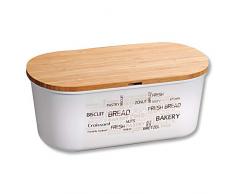 Kesper 58500 Portapane con Tagliere (Bambù FSC), Bianco