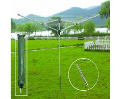 FunkyBuys 4 bracci 40 m & 50 m Garden stendibiancheria stendino stendibiancheria bloccaggio, free standing rack ombrello pieghevole con presa a terra, 50 M