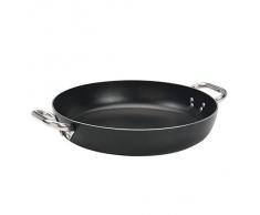 Pentole Agnelli ALSA110SS20 Alblack Tegame in Alluminio, Spessore 3 mm, con 2 Manici in Acciaio Inossidabile, 20 cm, Nero