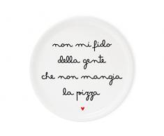 Dudecor Piatto Pizza design Non mi fido, Porcellana, bianco, nero e rosso, ø 31 cm…