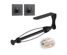 Porta Rotolo da Cucina,Porta Rotolo da Cucina Ammortizzante Nero Con due Ganci