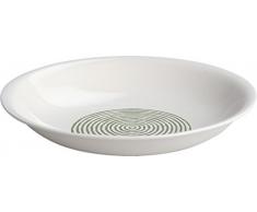 Alessi AGV31/2 Acquerello Piatto Fondo, Bone China, Bianco/Verde