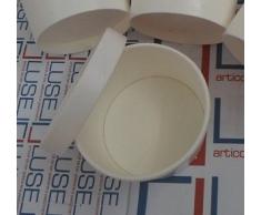PZ 100 BICCHIERI CC 1000 IN CARTONE TERMICI + COPERCHIO PER ALIMENTI ICE CREME CUP