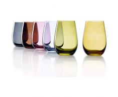 Stölzle Lausitz Mix Mediterraneo I Pregiati bicchieri moderni della linea Elements I Bicchieri da 465 ml I Set da 6 bicchieri I Bicchieri da acqua I Colorati I Lavabili in lavastoviglie