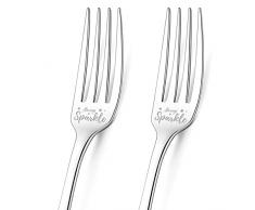 GLOBLELAND 2 Pezzi Forchette Incise Always Sparkle con Confezione Regalo Forchette da Tavola in Acciaio Inossidabile Forchette da Tavola Divertenti per Regalo di Compleanno Anniversario