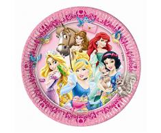 Procos 82644 - Piatti Carta Disney Princess & Animals (Ø23 cm), 8 Pezzi, Rosa