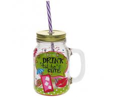Barattolo per marmellata, bicchieri in stile vintage, con manici He's Cute Glass