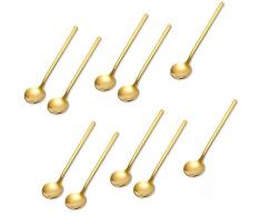 Cucchiaio Rotondo Dorato, 10 Pezzi Dorato Mini Cucchiaio, Cucchiaini da Caffè in Acciaio Inox Oro, Cucchiai Caffè Dorati per Cioccolata Calda, Ghiaccio, Tè, Latte, Dessert e Caffè Espresso(Oro)