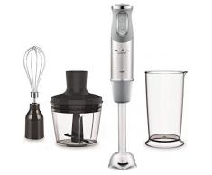 Moulinex Quickchef – Frullatore a immersione con 3 accessori, Acciaio Inox, 10 velocità, 1000 W