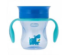 Chicco Perfect Cup Primo Bicchiere per Bambini 200 ml, 1 Tazza Biberon 12+ Mesi per Imparare a Bere, con Membrana in Silicone a 360° e Manici Rimovibili, senza BPA - Azzurra o Blu