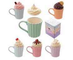 Puckator CAKE33 Tazza con coperchio Cupcake, Ceramica, 1 pezzo, colori assortiti