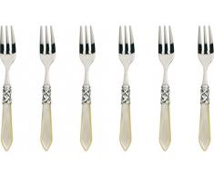 BUGATTI ALCAM-N4208 - Set di forchettine da Dolce Aladdin, Acciaio Inox e ABS Color Avorio, 21Â xÂ 18Â x 3Â cm, 6 pz