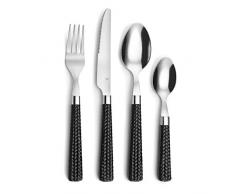 Amefa 2260AAT000C40-Servizio di Posate Paille, 24 Pezzi, Acciaio, Nero