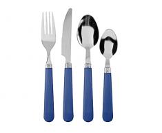Home 756474 Servizio Posate 24 Pezzi, Inox, Manico Blu, Acciaio Plastica