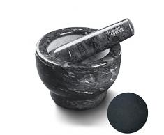 küchenspecht Mortaio in marmo con pestello, mortaio per spezie pesante senza abrasioni, diametro 12 cm con tappetino antiscivolo