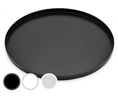 D&D Living® Vassoio decorativo rotondo Ø 40 cm | Piatto decorativo designer e vassoio per decorazioni in metallo (nero opaco)