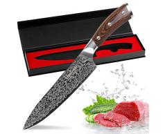 Coltello da cucina,Finetool coltello da chef professionale 20cm acciaio inossidabile 7Cr17 con legno di Pakkawood, coltello da cucina più affilato, scelta migliore per la casa e il ristorante